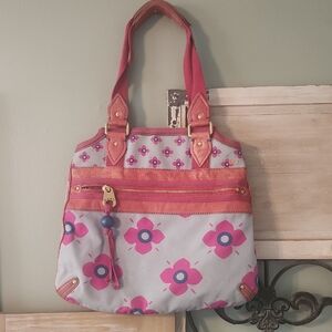 Marc Jacobs Pink and Gray Floral Shoulder Bag